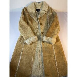 Express Penny Lane Shearling Coat Womens Small Leather Fur Lined Y2K